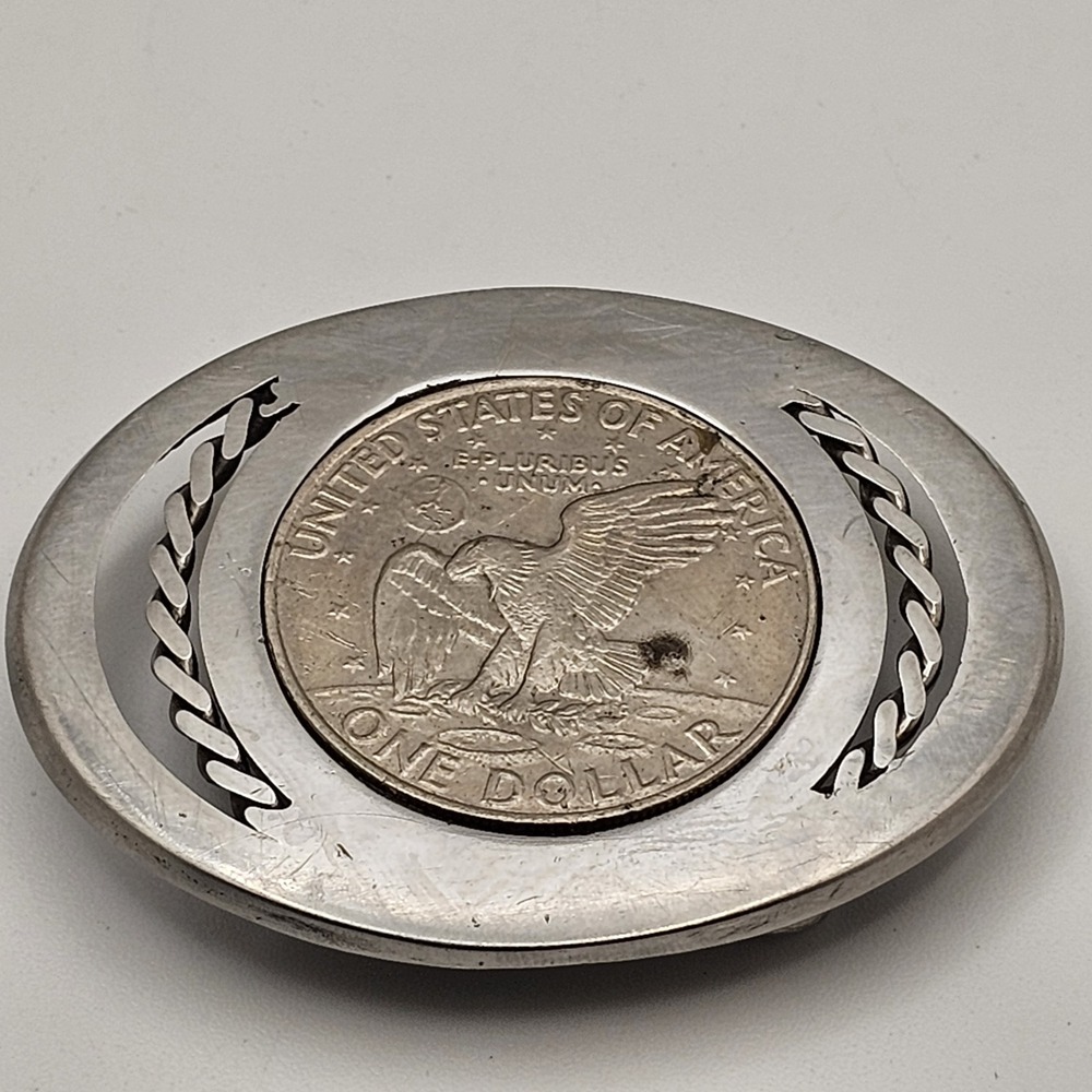 Vintage United States of America One Eisenhower Dollar Coin Belt Buckle USA